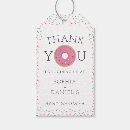 Moderne Donut Baby shower Favor Tag Cadeaulabel (Voorkant)