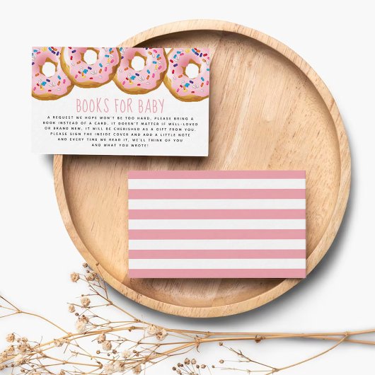 Moderne donut Baby shower sprinkle Books voor Baby Informatiekaartje