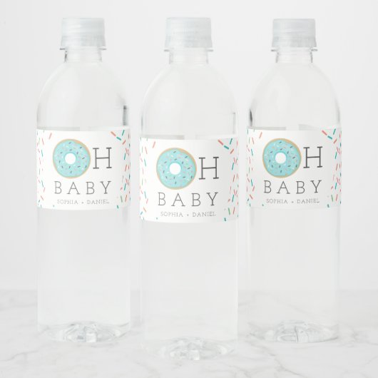 Moderne donut Baby shower waterflesetiketten Waterfles Etiket (Flessen)