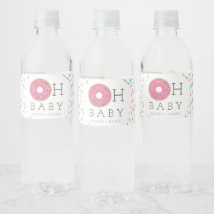 Moderne donut Baby shower waterflesetiketten Waterfles Etiket