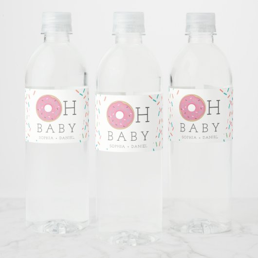 Moderne donut Baby shower waterflesetiketten Waterfles Etiket (Flessen)
