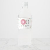 Moderne donut Baby shower waterflesetiketten Waterfles Etiket (Voorkant)