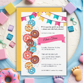 Moderne Donut Baby Sprinkles Baby Shower Uitnodigi Kaart