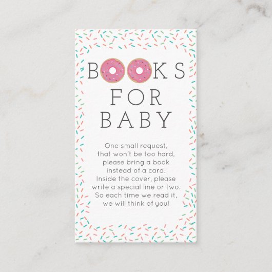Moderne Donut Book Request Baby shower Card Informatiekaartje (Voorkant)