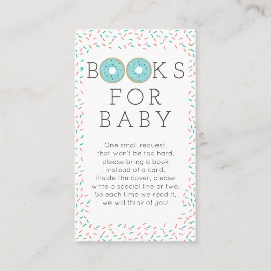 Moderne Donut Book Request Baby shower Card Informatiekaartje (Voorkant)
