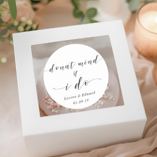 Moderne Donut Mind If I Do Trouw Donut Favor Ronde Sticker