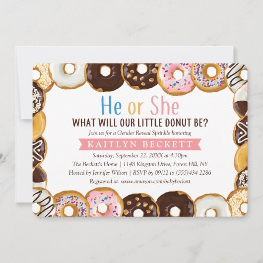 Moderne Donut Sprinkle-partij Kaart (Voorkant)