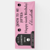 Moderne Dood aan Mijn 50s Roze 60ste Verjaardagsfe Spandoek (Verticaal)