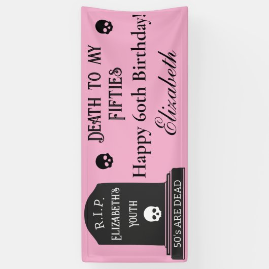 Moderne Dood aan Mijn 50s Roze 60ste Verjaardagsfe Spandoek (Verticaal)