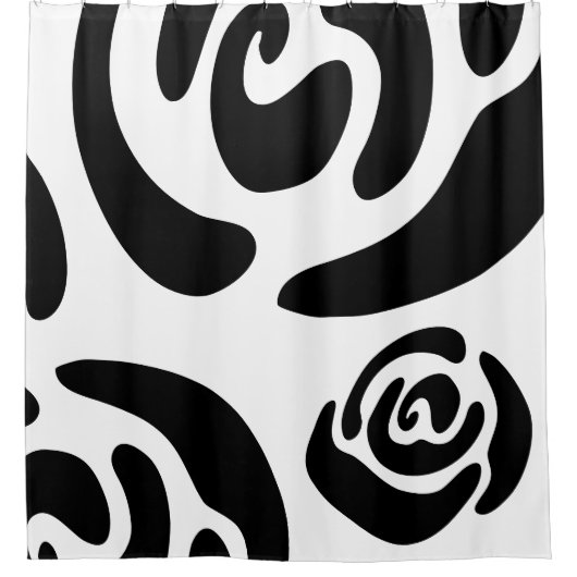 Moderne Doodle 2 Zwart-wit Douchegordijn (Voorkant)