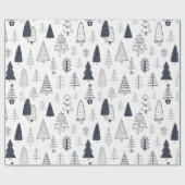 Moderne Doodle Christmas Wild Forest Pine Trees Cadeaupapier (Vlak)