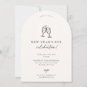 Moderne Doodle Nieuwjaarsfeest uitnodiging (Voorkant)