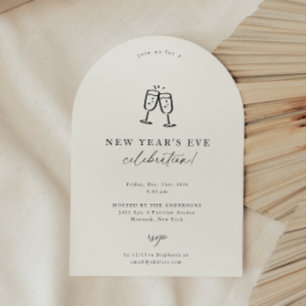 Moderne Doodle Nieuwjaarsfeest uitnodiging