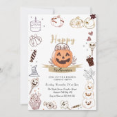 Moderne Doodle Pumpkin Carving Party Uitnodiging (Voorkant)