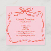 Moderne Doodle Whimsical Make-up Artist Rood Roze  Vierkante Visitekaartje (Achterkant)