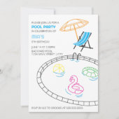 Moderne Doodles Pool Party Verjaardag Uitnodiging (Voorkant)