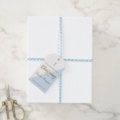 Moderne Doop Blauw Wit Goud baby Jongen Cadeaulabel (Met Touw)