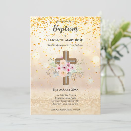 Moderne DOOP Christelijke doop Bautizo UITNODIGING (Staand voorkant)