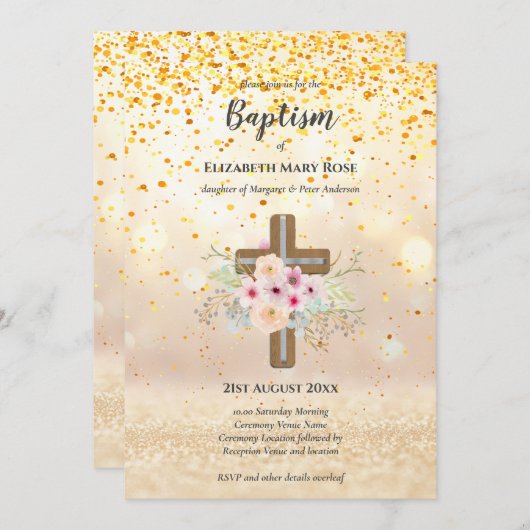 Moderne DOOP Christelijke doop Bautizo UITNODIGING (Voorkant / Achterkant)