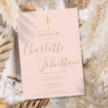 Moderne Doop Christening Goud Schrift Blush Roze
