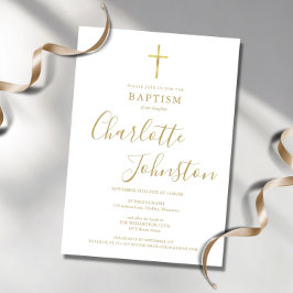 Moderne Doop Christening Gouden Handtekening Kaart