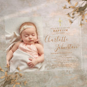 Moderne Doop Christening Gouden Schrift Foto Acryl Uitnodigingen