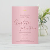 Moderne Doop Christening Roze Goud Kaart (Staand voorkant)