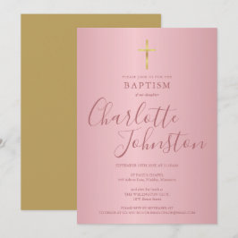 Moderne Doop Christening Roze Goud Kaart