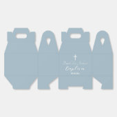 Moderne doop doopsel Witte Kruis Dusty Blauw Bedankdoosjes (Ongevouwen)