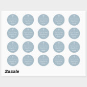 Moderne doop doopsel Witte Kruis Dusty Blauw Ronde Sticker (Vel)