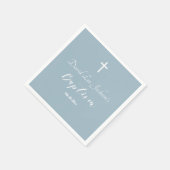 Moderne doop doopsel Witte Kruis Dusty Blauw Servet (Hoek)