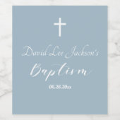 Moderne doop doopsel Witte Kruis Dusty Blauw Wijn Etiket (Enkel label)