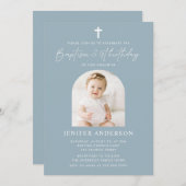 Moderne doop en 1e verjaardag meisje kaart (Voorkant / Achterkant)