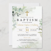 Moderne doop Eucalyptus groen doopsel Kaart (Voorkant)