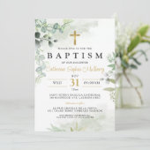 Moderne doop Eucalyptus groen doopsel Kaart (Staand voorkant)