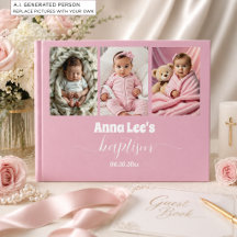 Moderne Doop Foto Collage Stof Roze