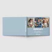 Moderne doop Fotocollage Dusty Blue Gastenboek (Volledig)