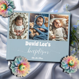 Moderne doop Fotocollage Dusty Blue Gastenboek