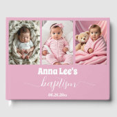 Moderne doop Fotocollage Dusty Pink Gastenboek (Voorkant)