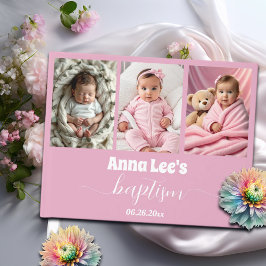 Moderne doop Fotocollage Dusty Pink Gastenboek