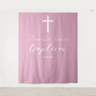 Moderne Doop Stof Roze Welkom Achtergrond Wandkleed