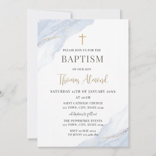 Moderne doop uitnodiging jongen doop Christen (Voorkant)