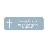 Moderne doop Witte Kruis Blauw Terugkeer Adres Etiket (Voorkant)