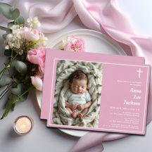 Moderne doop Witte Kruis Dusty Roze Foto