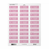 Moderne doop Witte Kruis Roze Terugkeer Adres Etiket (Full Sheet)