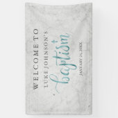 Moderne doopbanner marmerblauw spandoek (Verticaal)