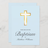 Moderne doopceremonie Faux Gold Foil Cross Kaart (Voorkant / Achterkant)