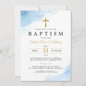 Moderne doopjongen doop uitnodiging Sjabloon (Voorkant)