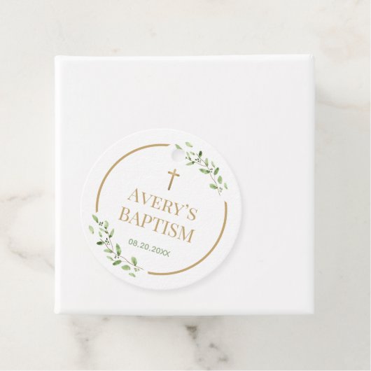 Moderne doopkrans Gouden kruis  Bedankjes Labels (In situ)