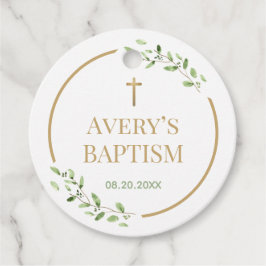 Moderne doopkrans Gouden kruis Bedankjes Labels